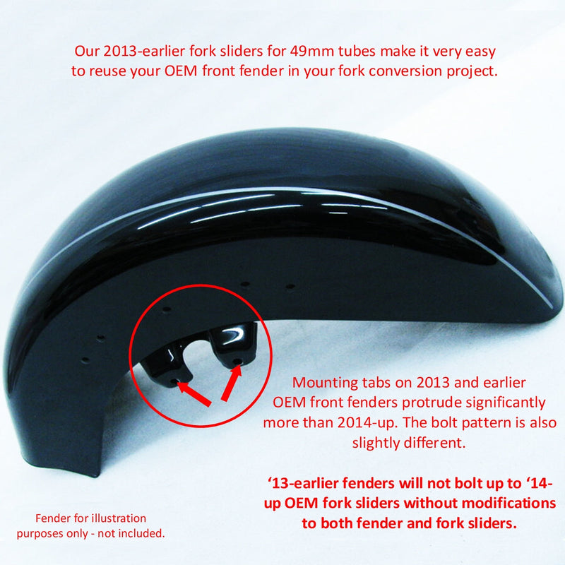 GEEZER ENGINEERING 49MM FORK CONVERSION FOR 2013 & EARLIER TOURING STYLE FENDER