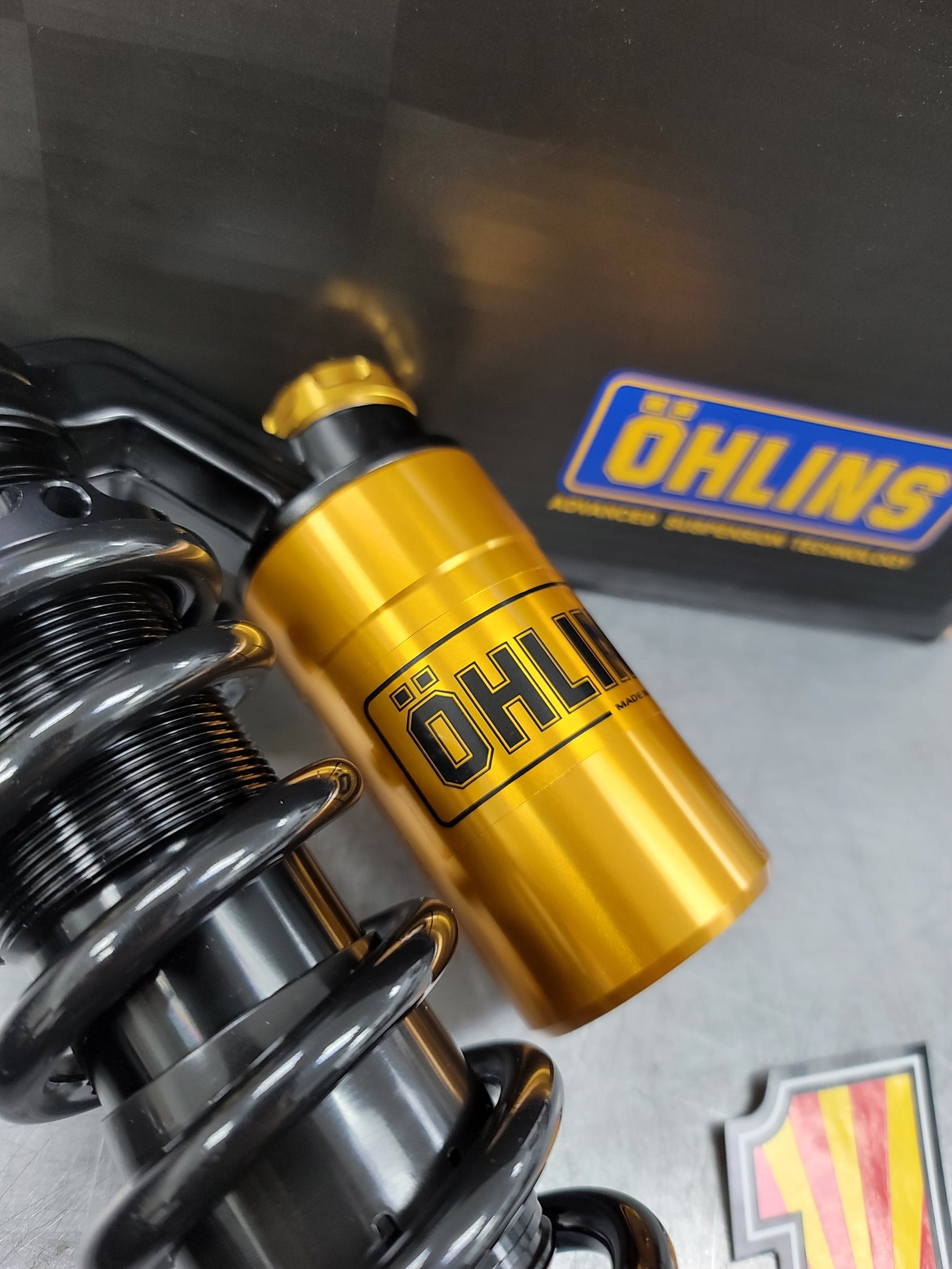 Ohlins "BlacklineGold Reservoir Piggyback Shocks" Dyna — Ramjet Racing