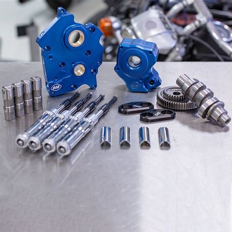 S&S GEAR DRIVE 465G CAM CHEST KIT 17'-LATER M8 MODELS- CHROME, OIL COOLED