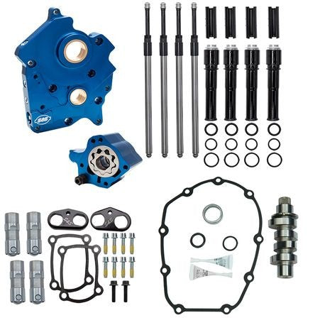 S&S CHAIN DRIVE 465C CAM CHEST KIT 17'-LATER M8 MODELS- BLACK, OIL COOLED