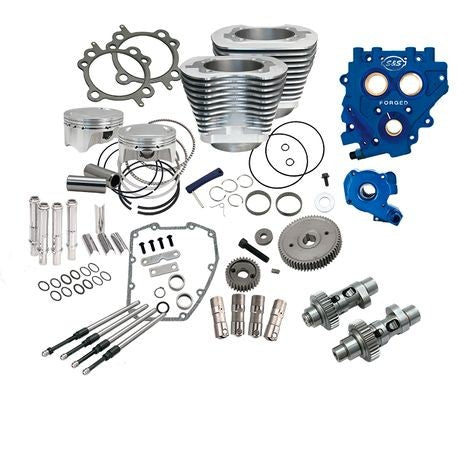 S&S 110" Power Package for HD Twin Cam 96 / 103 Models with 585 Easy Start Cams - Silver