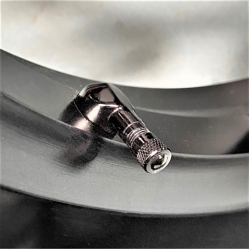 Close up from the 90 degree angled valve stem