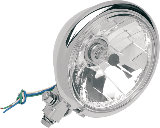 thumbnail image 2 of 4.5" (4 1/2 Inch) Bottom Mount Halogen Motorcycle Headlight - Matte Black With Clear Lens 2 of 14