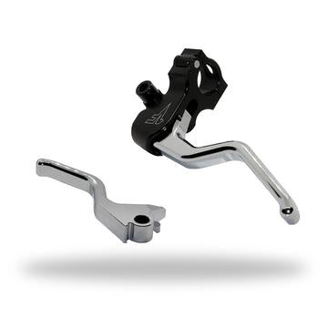 1FNGR EASY PULL CLUTCH + BRAKE LEVER COMBO |  BLACK AND CHROME DYNA-SOFTAIL-TOURING-SPORTSTER