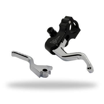 1FNGR EASY PULL CLUTCH + BRAKE LEVER COMBO |  BLACK AND CHROME DYNA-SOFTAIL-TOURING-SPORTSTER