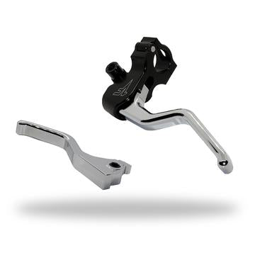 1FNGR EASY PULL CLUTCH + BRAKE LEVER COMBO |  BLACK AND CHROME 14'+ SPORTSTER
