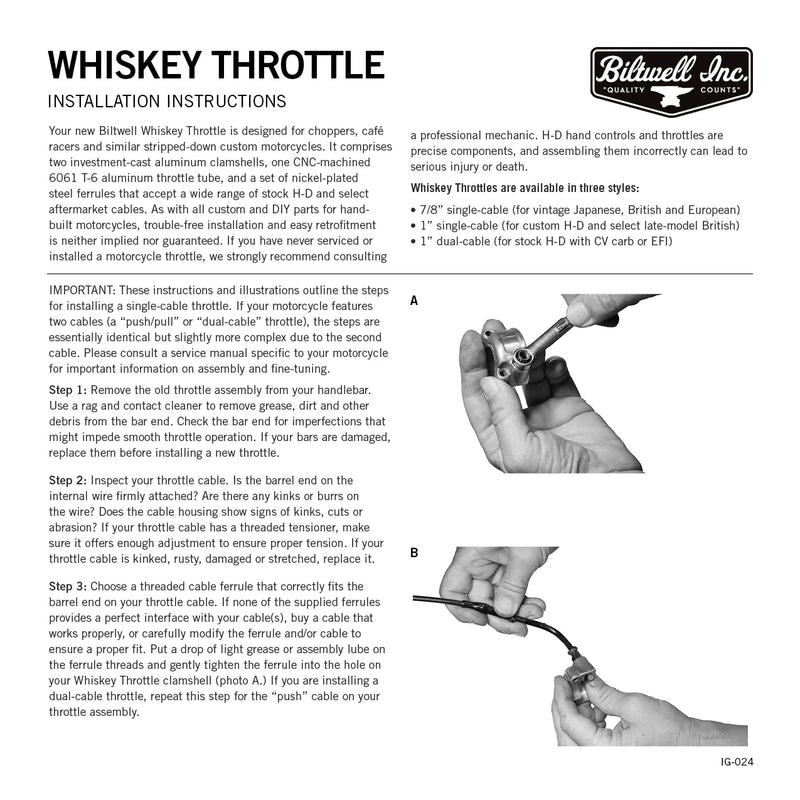 BILTWELL WHISKEY THROTTLE KIT